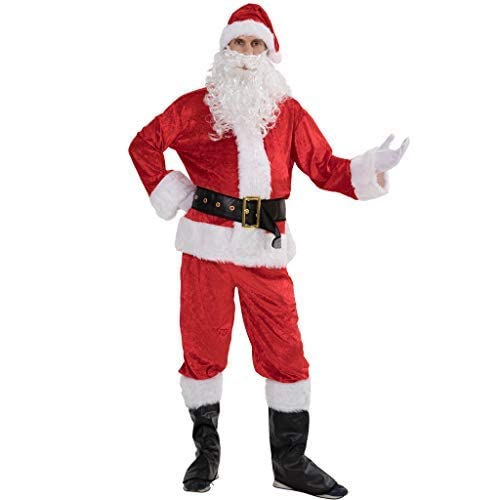 EraSpooky Weihnachten Erwachsene Deluxe Samt Weihnachtsmann Kostüm Anzug