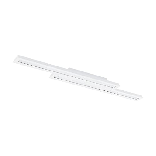 EGLO connect LED Deckenleuchte Saliteras-C, 2 flammige Deckenlampe aus Stahl und Kunststoff in Weiß, Farbtemperaturwechsel (warm, neutral, kalt), RGB, dimmbar, L 116 cm