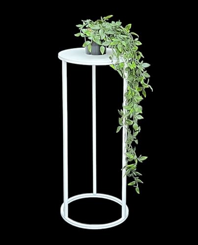 DanDiBo Blumenhocker Metall Weiß Rund Blumenständer Beistelltisch 96483 Blumensäule Modern Pflanzenständer Pflanzenhocker (60 cm)