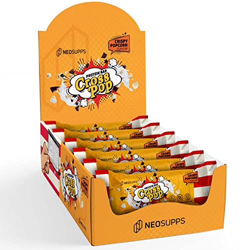 Neosupps - CrossPop Crispy & Popcorn 18x40g I Low Carb Proteinriegel aus Milchprotein mit wenig Zucker