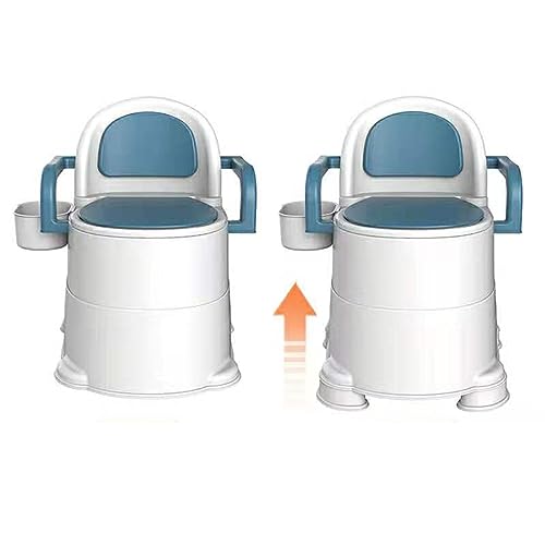 Toilettenstuhl Tragbare,WC Stuhl für Toilette Höhenverstellbar Nachtstuhl für Erwachsene mit abnehmbare Armlehnen Klostuhl Senioren Mit Sitz, Deckel und Toilettenpapier-Halter für kranke, ältere, behinderte und schwangere Frauen