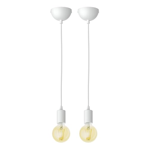 ledscom.de Pendellampe DORI, weiß matt + LED Lampe amber max. je 818lm, 3-Stufen dimmen, extra-warmweiß, 2 Stk.