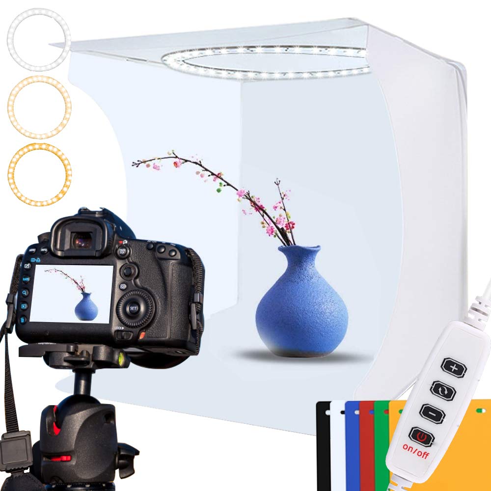 DUCLUS Lichtzelt Fotobox 30x30 cm, Tragbare Lichtbox Fotostudio mit Dimmbare 88 LED Beleuchtung + 6 Hintergrund zum Fotografieren Mini Produkt/Schmuck/Kollektion Modelle...
