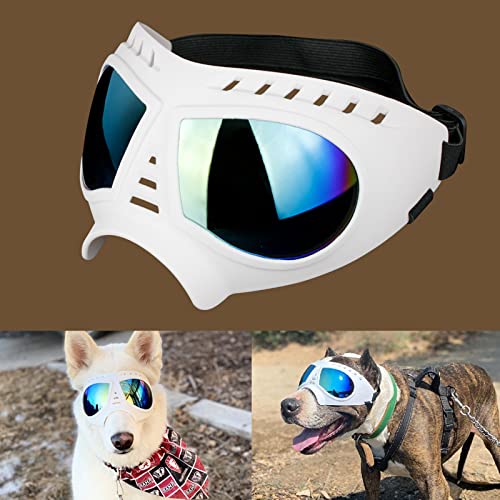Namsan Hunde Sonnenbrille Große Rasse Anti-UV Hundebrille für Mittelgroße Hunde Winddicht Anti-Staub Antifog Weiche Haustier Hund Brille für Lange Schnauze Hunde Augenschutz, Weiß