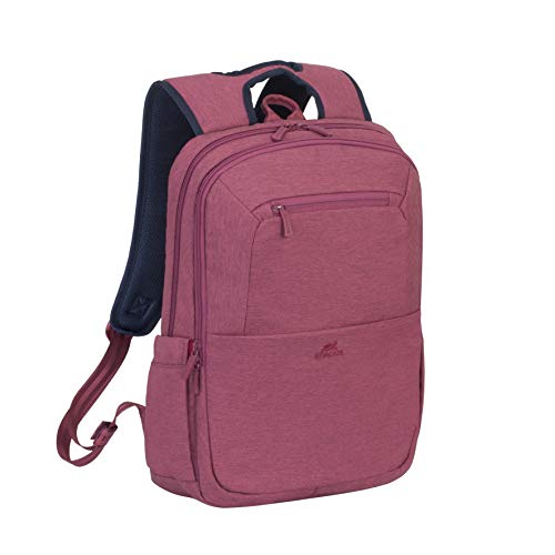 Rivacase Rucksack - wasserfester Rucksack mit Laptopfach (15,6 Zoll) und Tablet-Tasche (10,1 Zoll) - dank Trolley-Gurt perfekt als Reiserucksack - Laptop Rucksack aus Polyester - rot