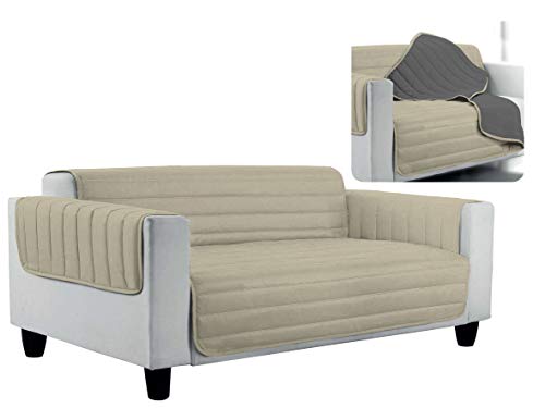 Elegant Couchüberzüge Doubleface, Turteltaube/dunkel grau, 3 Plätze, 100% Mikrofaser, 2 Maxi