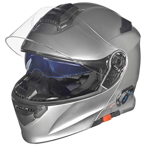 RS-983 Bluetooth Klapphelm Motorradhelm Conzept Motorrad Modular Helm rueger, Farbe:Titanium Grey, Größe:XL (61-62)