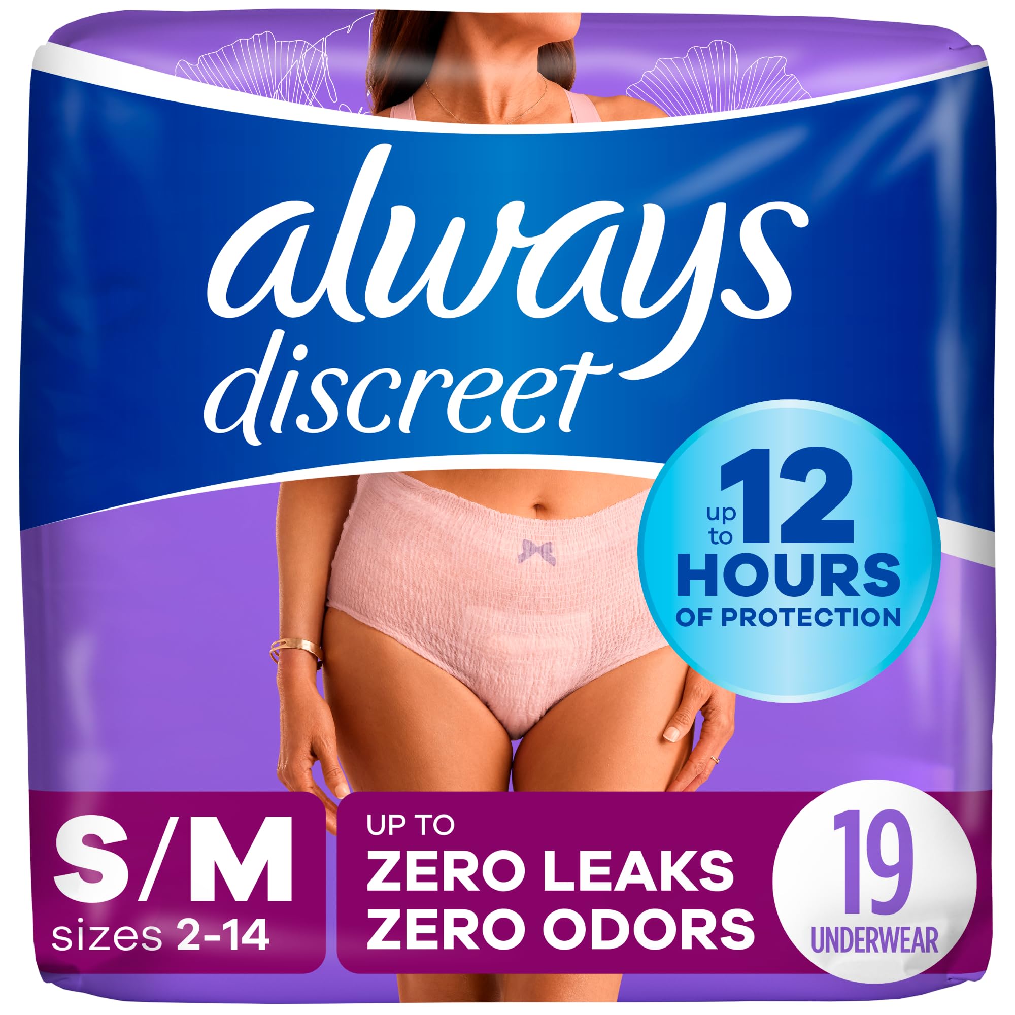 Always Discreet Inkontinenzunterwäsche, klassischer Schnitt, Größe S/M, 19 Stück