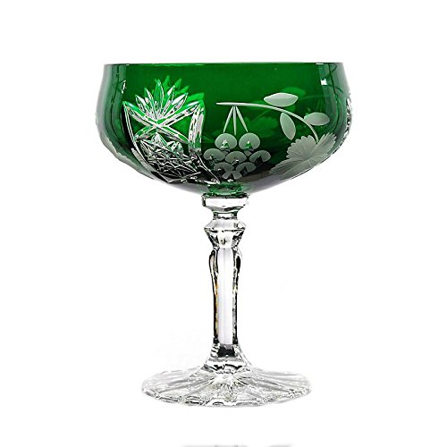 Sektschale Cocktailschale Champagnerschale Traube 200 ml Grün Handgeschliffen Kristallglas