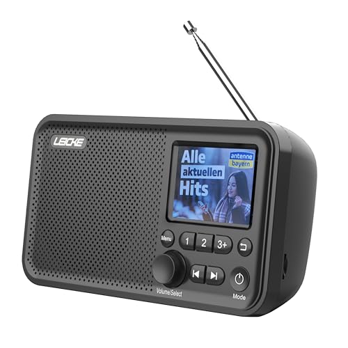 LEICKE tragbares DAB+ Radio mit Bluetooth 5.0 | DAB/DAB+ und UKW Radio, 2,4" Farbdisplay, 60 Voreinstellungen, Küchenradio mit Kabel oder 2000mAh Akkubetrieb, MicroSD/TF/AUX Anschluss, Alarmfunktionen