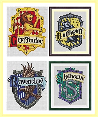 Harry Potter Badge Kreuzstich-Kits 17 x 21 cm, je 14 ct Ägyptische Baumwolle Floss, gezählt Baumwolle Harry Potter Kreuzstich Kits