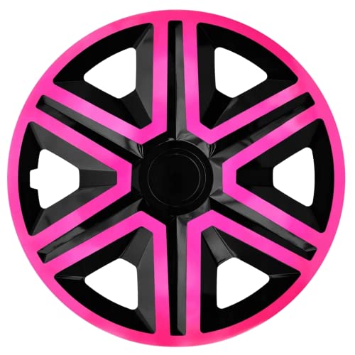 Ohmtronixx Action Radkappen 15 Zoll 4er Set,schwarz/pink, Radzierblenden aus ABS Kunststoff