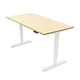 Ergotopia® Elektrisch höhenverstellbarer Schreibtisch | 5 Jahre Garantie | Ergonomischer Steh-Sitz Tisch mit Memory Funktion | Beugt Rückenschmerzen vor & Macht produktiver (160x80, Ahorn, W)