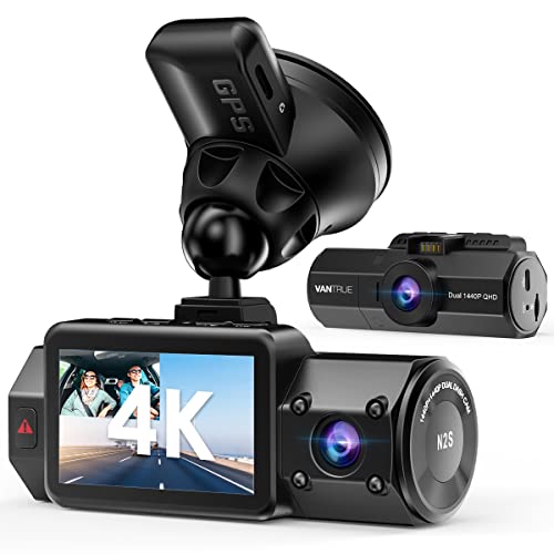 VANTRUE N2S 4K Dashcam Auto Dual 1440P Dash Cam Vorne Innen, GPS 24Std. Dual Parküberwachung, Dasch-Cam Infrarot Nachtsicht, 2160P Vorne, 2 Zoll 320°Superkondensator Autokamera G Sensor Max. 512GB