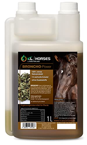 Kräuterland Broncho Power Pferde 1L - 1000ml Bronchial-Elixier aus 14 gezielt ausgewählten Bronchialkräutern- Ergänzungsfutter mit Atemwegskräutern in Premium Qualität