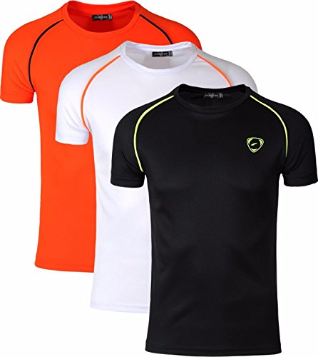 jeansian Herren Sportswear 3 Packs Sport Slim Quick Dry Short Sleeves Compression T-Shirt Tee LSL182 PackL S