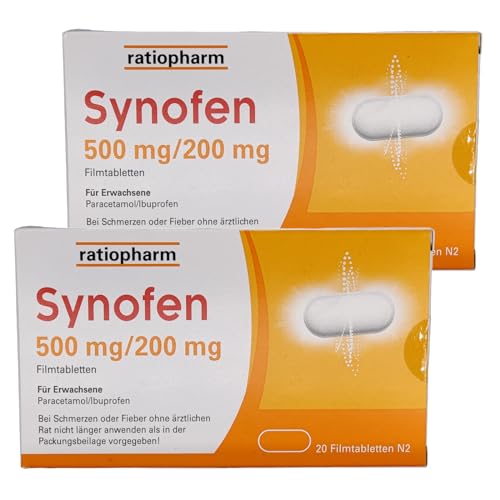SYNOFEN Schmerztabletten mit Paracetamol und Ibuprofen I schnelle Schmerzlinderung I mit Pharma Perle give-away (Synofen 2 x 20 St.)