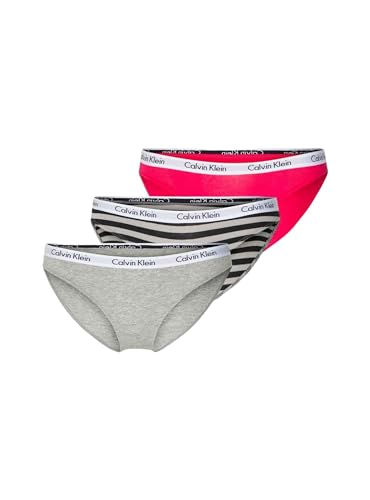 Calvin Klein Damen 3er-Pack Slips Bikini Form 3 PK mit Stretch, Pink/Grey/Rainer Stripe Silver, S