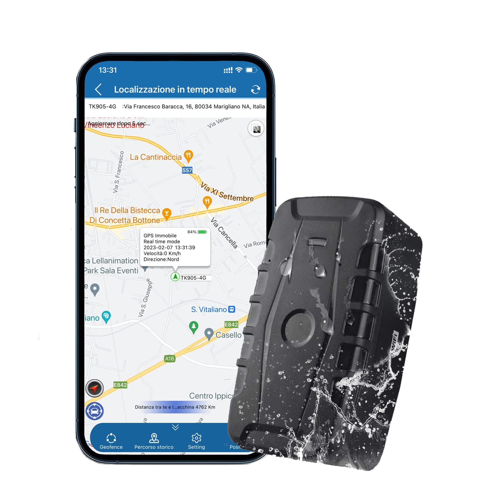 GPS Tracker kein ABO 5m Genauigkeit GPS Tracker für Fahrzeuge, Lastwagen, 20000mAh Auto Tracker Gerät mit starken eingebauten Magneten, robuste Echtzeit Auto Tracking Gerät