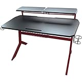 LC Power Gaming Desk Black/Red Carbon Metal Frame Red, 92,5 x 130 x 70,