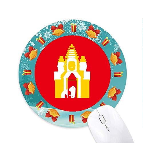 Kambodschanischer Tourist Temple Sign Mousepad Rund Gummi Maus Pad Weihnachtsgeschenk