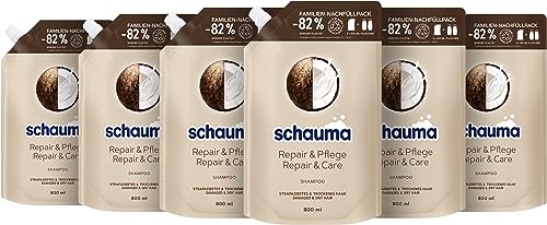 SCHWARZKOPF SCHAUMA Shampoo Nachfüllpack Repair & Pflege 800ml, 6er Pack (6 x 800 ml)