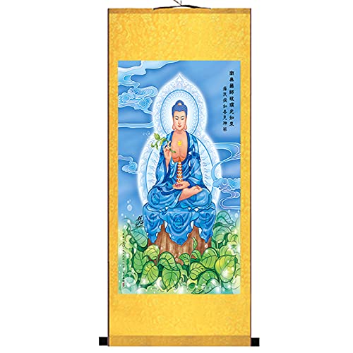 Rollbilder, Feng Shui tibetisches Thangka, asiatische, mit Seide bemalte Rollbilder, Wandbehang, Dekor, Poster, chinesische Rollkunst, Wanddekoration, Wohnzimmer
