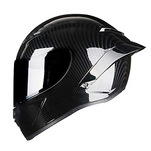 Woljay Vollgesicht Integralhelm Motorradhelm Unisex-Adult Offroad Moto Street Bike ATV Helme Glas Schwarz DOT Approved (Smoke,L)