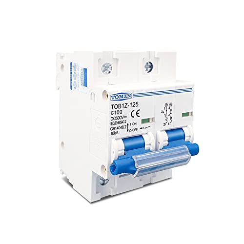 Automatischer Schalter Relais 2P 125A 100A 80A DC MCB 600V Leistungsschalter for PV-System Batterie Hauptschalter (Size : 80A)