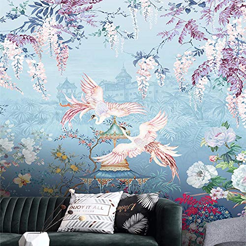 Benutzerdefinierte Wandbild Tapete im chinesischen Stil handbemalte Blumen und Vögel Ölgemälde Fresken Wohnzimmer Studie 200cm (L) × 140 cm (H)