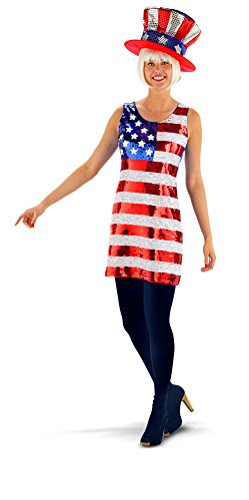 Folat 21929 - Glitter Kleid American Flag USA, Frauen, M-L