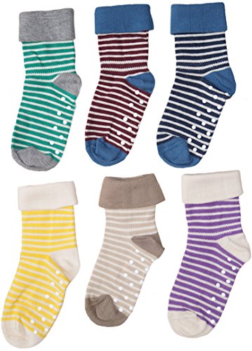 1-2-4-6 Paar Baby Kinder Socken Stoppersocken Bio-Baumwolle Gr.18 bis 26 ABS Antirutschsocken Babysocken Kindersocken (21-23, 4 Paar gelb)
