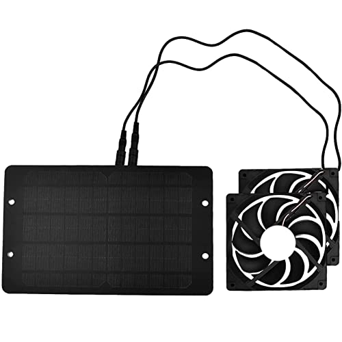 XGZ 10W Solar Panel Kit, 12V Outdoor Portable Solar Panel Auspuff Dual Fan, wasserdichter solarbetriebener Ventilator