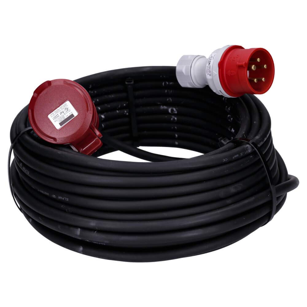 Voxura CEE-Kabel Verlängerungskabel Starkstromkabel 5-polig 400V H07RN-F 5G 1,5 16/5 16A IP44 Phasenwender Starkstrom 25m