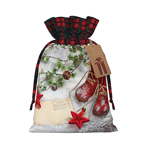 Weihnachtsschuhe, Schneerot, 2 Stück, mit Kordelzug, Geschenktüten für Weihnachtsgeschenke, Partydekoration