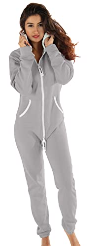 Hoppe Gennadi Damen Jumpsuit Onesie Jogger Einteiler Overall Jogging Anzug Trainingsanzug - Slim FIT, H7507 h-grau 4XL