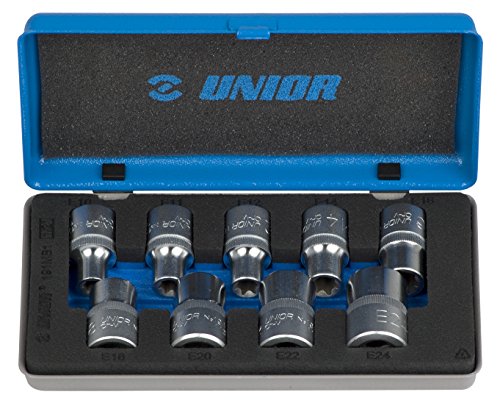 Unior 191MB1 Steckschlüssel 1/2" für Außen-TX-Schrauben, Set in Metallkassette, E 10-E 24/9
