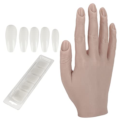 Nagelkunst Übungshand, Flexibles Gelenk Nagelkunst Übungshand, Gefälschte Silikon Nagel Schaufensterpuppe Hand Nagelwerkzeuge Kit(01)