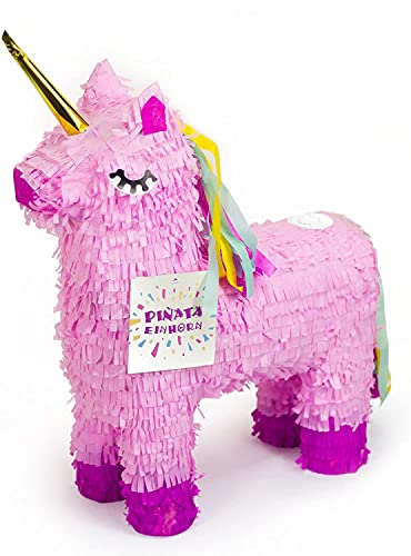 Carpeta Einhorn Pinata - 57x37cm groß in Rosa / Pink - ungefüllt - Ideal zum Befüllen mit Süßigkeiten und Geschenken - Piñata für Kindergeburtstag Spiel, Geschenkidee, Party, Hochzeit