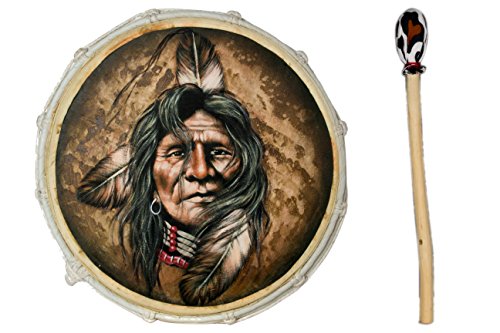40cm Grosse Schamanentrommel Indianer Gemalt Rahmentrommel Bodhran Drum Djembe