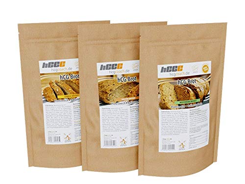 Brotbackmischung mit nur 0,8-1,4g Kohlenhydrate pro 100g | hCG-Diät geeignet | 3er Pack (3 x 250 g) Goldene Brotzeit, Sonnige Brotzeit, Mediterran