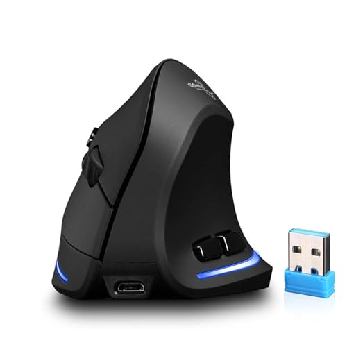 Zeerkeer Gaming Maus Kabellose vertikale 2.4G USB Wiederaufladbare ergonomische vertikale Maus mit 3 einstellbaren DPI (1000/1600/2400) und 6 Tasten für PC, Desktop, Laptop