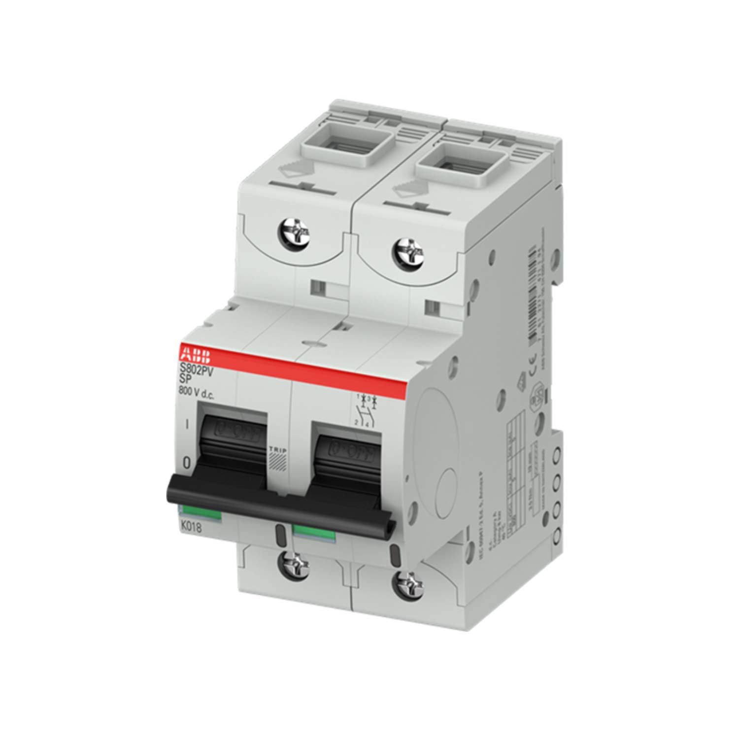 Automatischer Schalter S802PV-SP40, 2 Kontakte, 40 A, maximale Schnittleistung von 5 kA bis 800 V (Referenz: ABB 2CCF019603R0001)