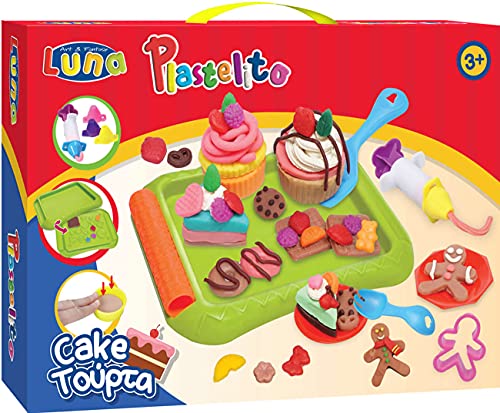 Diakakis Luna Kinder Knetset Cupcake Kuchen m. 4 Dosen Soft Knete Ausstechformen Werkzeug