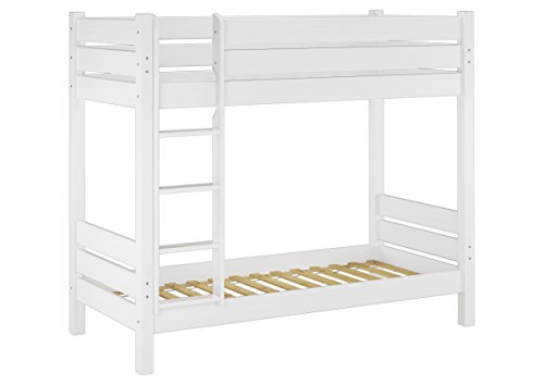 Erst-Holz® Etagenbett für Erwachsene weiß 90x200 cm, Nischenhöhe 100 cm, mit 2 Rollroste 60.16-09W