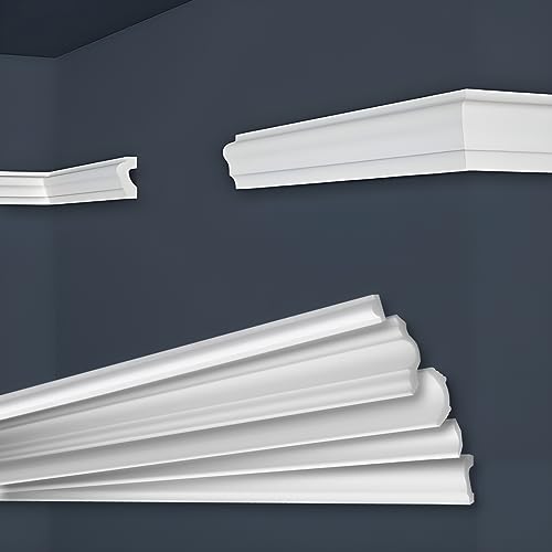 Marbet Deckenleisten aus Styropor XPS - Hochwertige Stuckleisten leicht & robust im modernen Design - (20 Meter Sparpaket E-19-21x40mm) Wandleiste