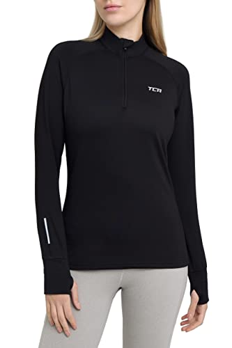 TCA Winter Run Damen Thermo-Laufshirt mit kurzem Reißverschluss - Langarm - Black (Schwarz), M