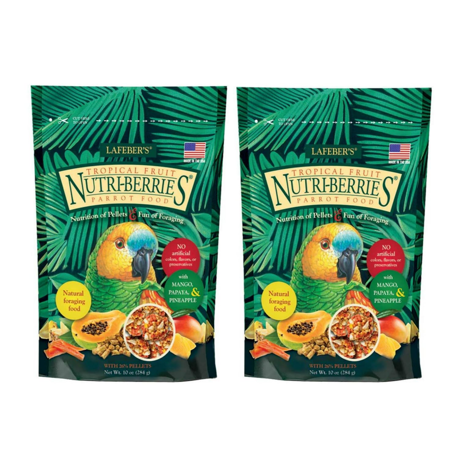 (2 Pack) Lafeber Tropical Fruit Nutri-Berries 10oz for Parrot Foraging Fun