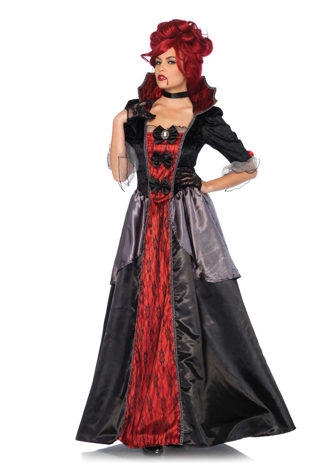 LEG AVENUE 85551 2 teilig-Set Blood Countess, Damen Karneval Kostüm Fasching, M, schwarz/rot