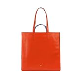 DUDU Große weiche Damentasche, farbige Leder Tote Einkaufstasche, doppelte Griffe, Elegante Umhängetasche, geräumige Handtasche Orange